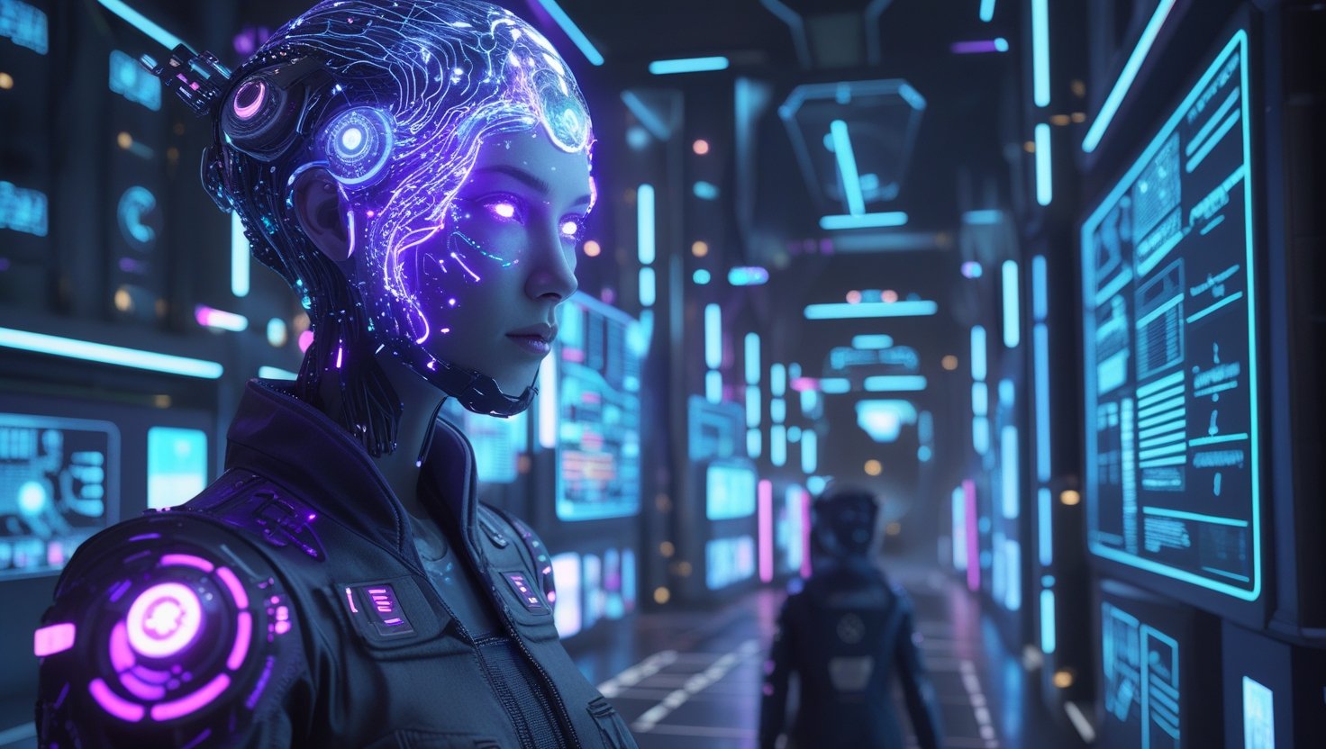 AI Trends 2025 - Future of Artificial Intelligence Futuristic AI-powered city with glowing neural networks and holographic data.